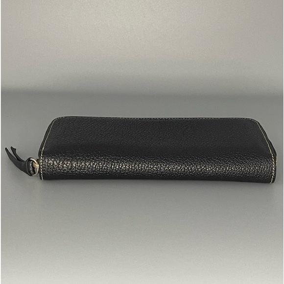 BVLGARI Black Long Leather Zip Around Wallet Unisex Luxury Pebbled Italy OS - Picture 9 of 11